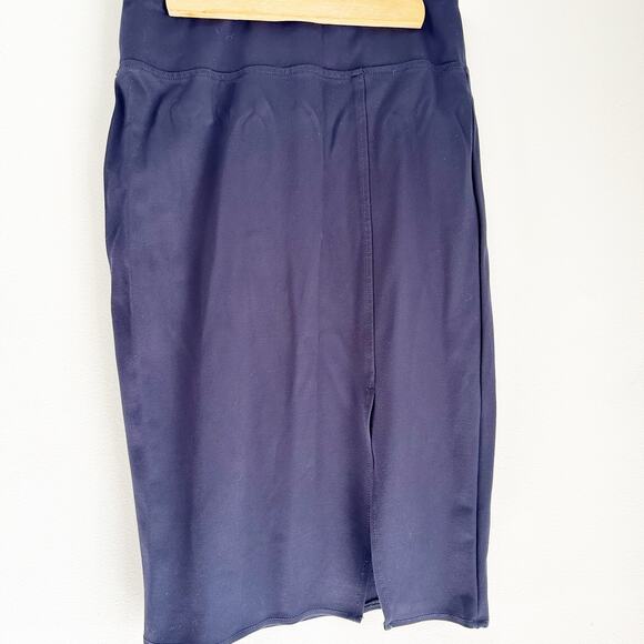 Worthington Ultra Stretch Ponte Pencil Skirt Size Medium Navy Blue - Picture 3 of 8